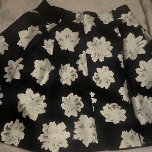 Lane Bryant Black and White Floral A-Line Skirt